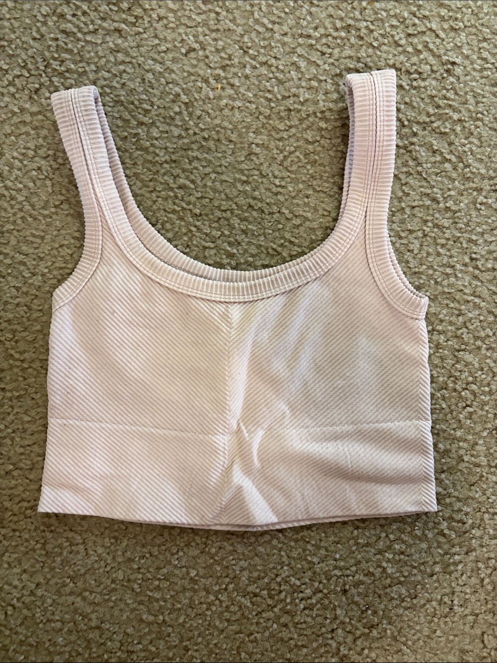 Nikibiki Ribbed Cropped Tank — Pale Pink